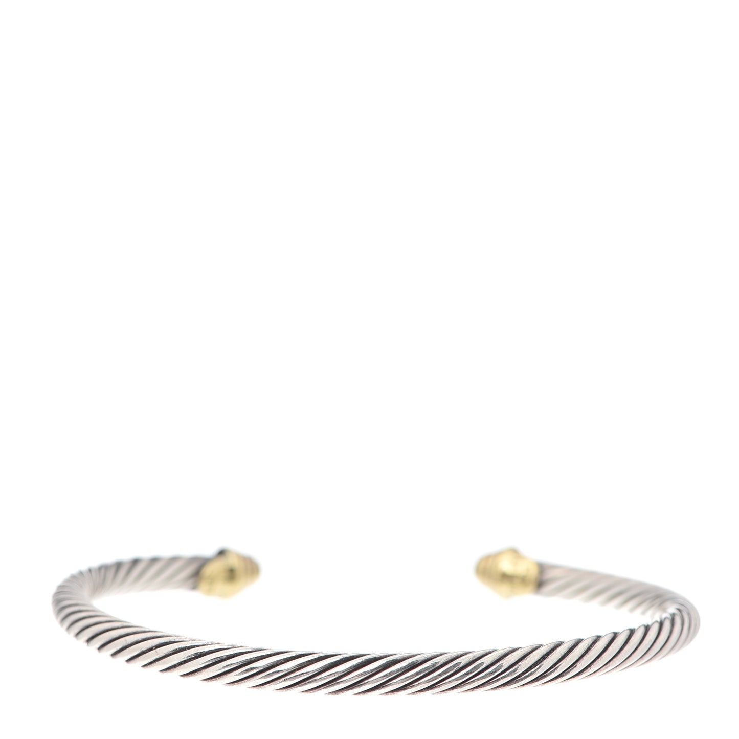 Sterling Silver 18K Yellow Gold Diamond 4mm Cable Classics Bracelet