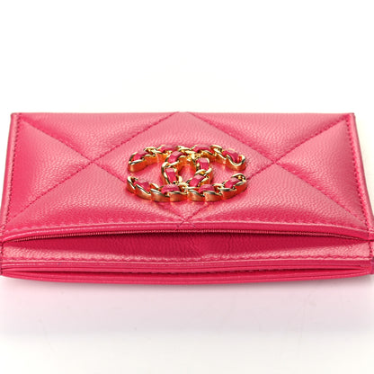 Chanel Lambskin Quilted Chanel 19 Card Holder Dark Pink 6 of 6