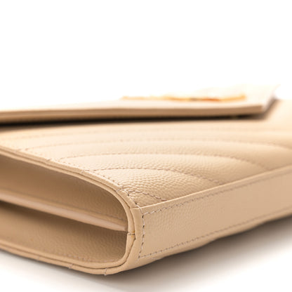 Saint Laurent Grain De Poudre Matelasse Chevron Monogram Chain Wallet Nude Powder 9 of 11