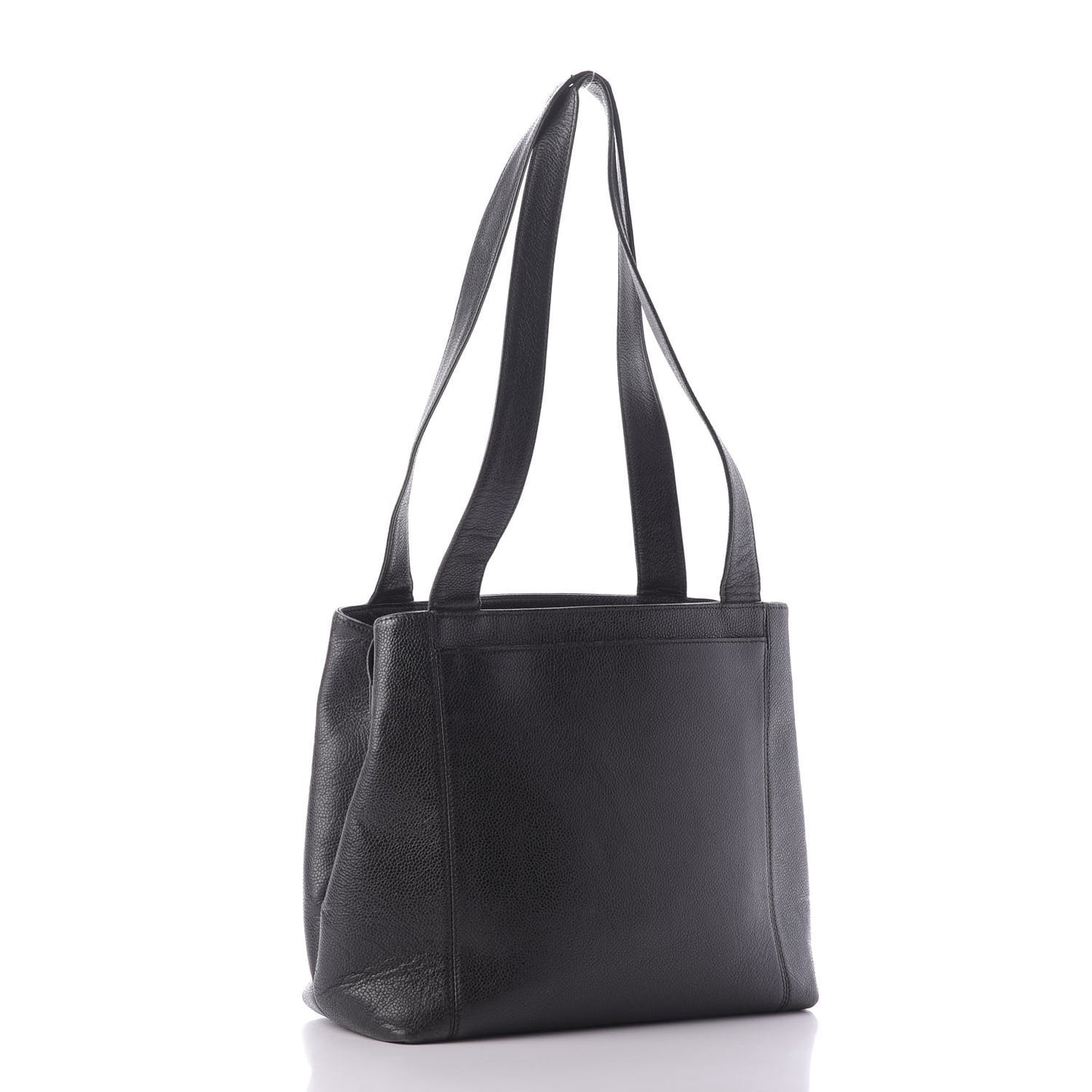 Caviar Embroidered Logo Shoulder Bag Black