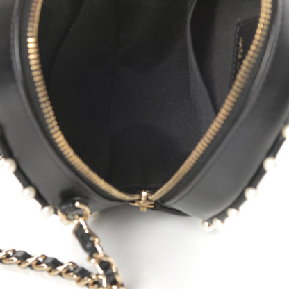 Chanel Calfskin Quilted Pearl Round Clutch With Chain Black 4 of 10