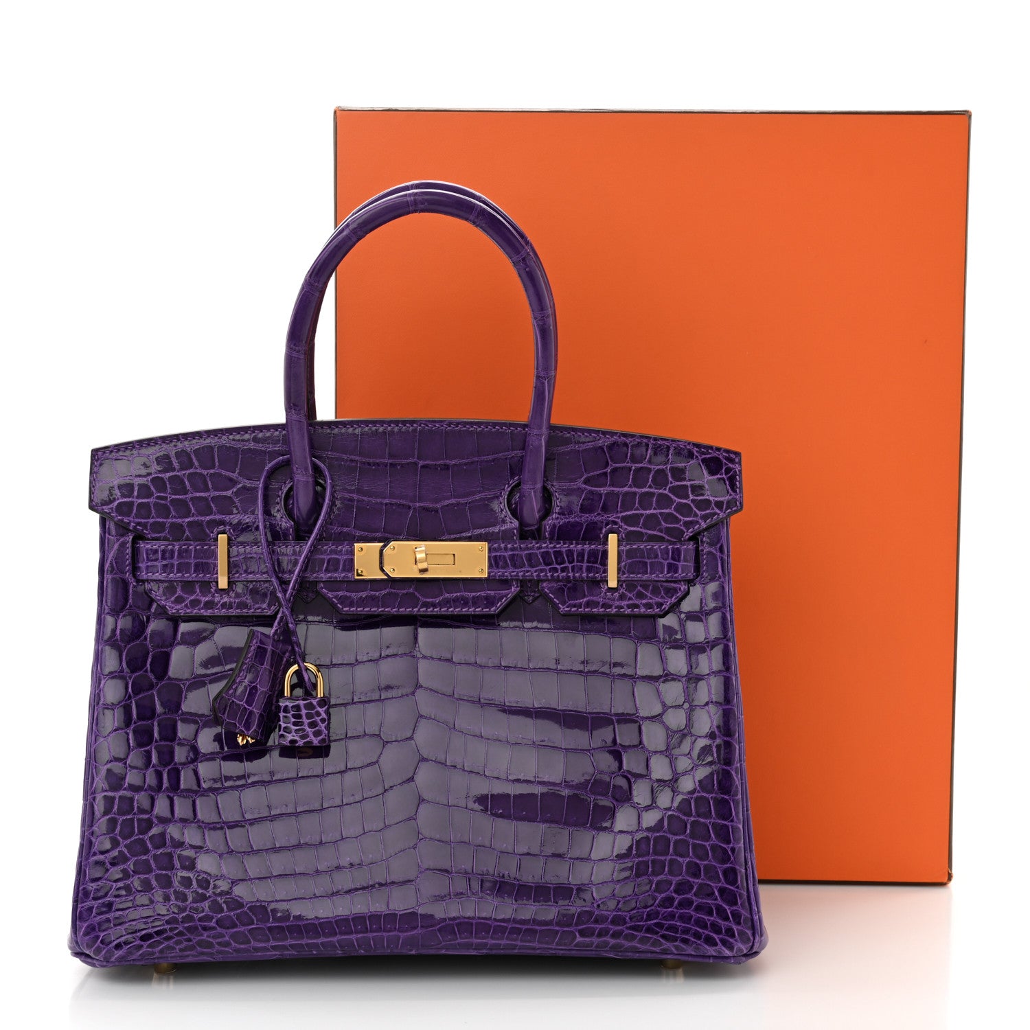 Hermes Shiny Niloticus Crocodile Birkin 30 Ultraviolet 13 of 13