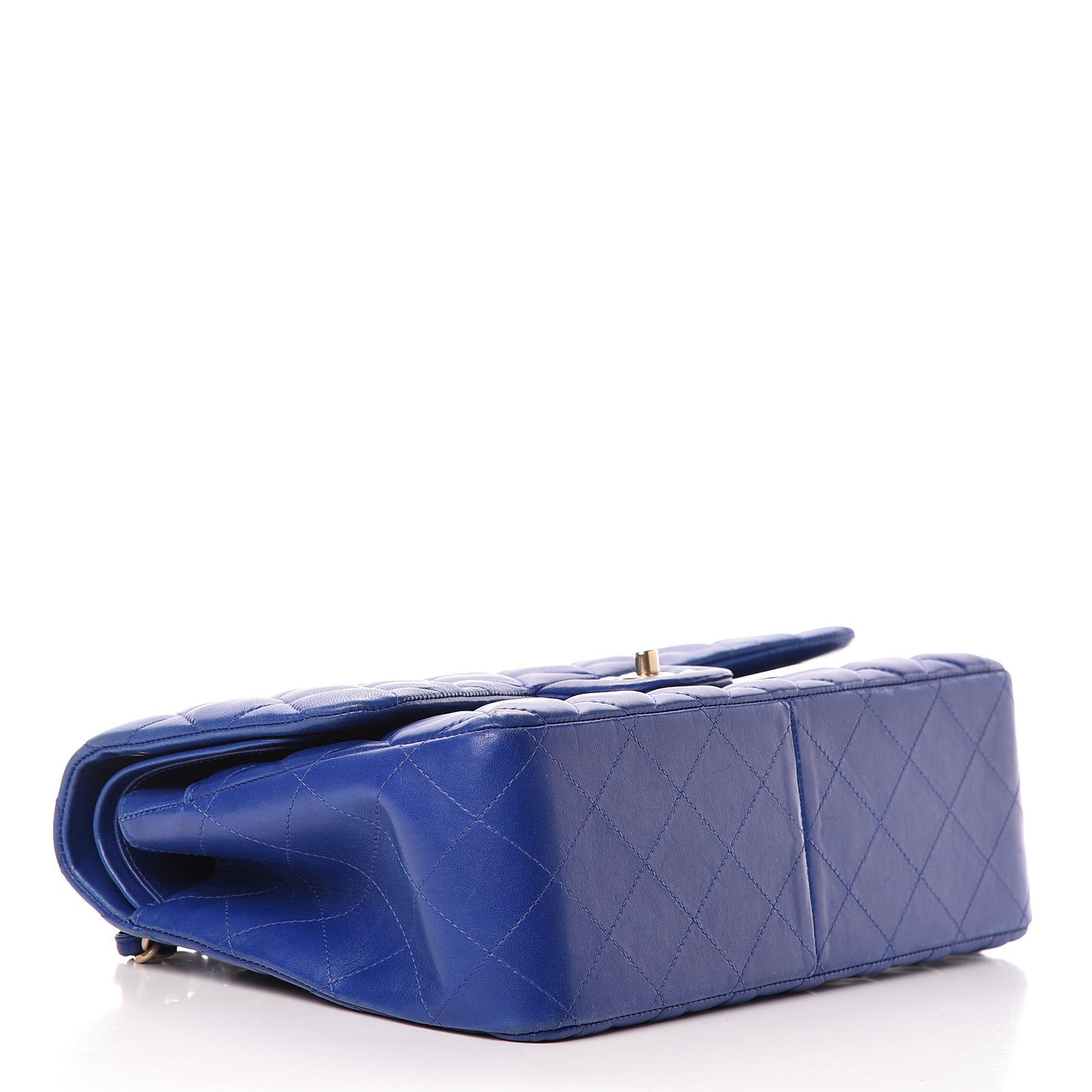 Lambskin Quilted Jumbo Double Flap Blue