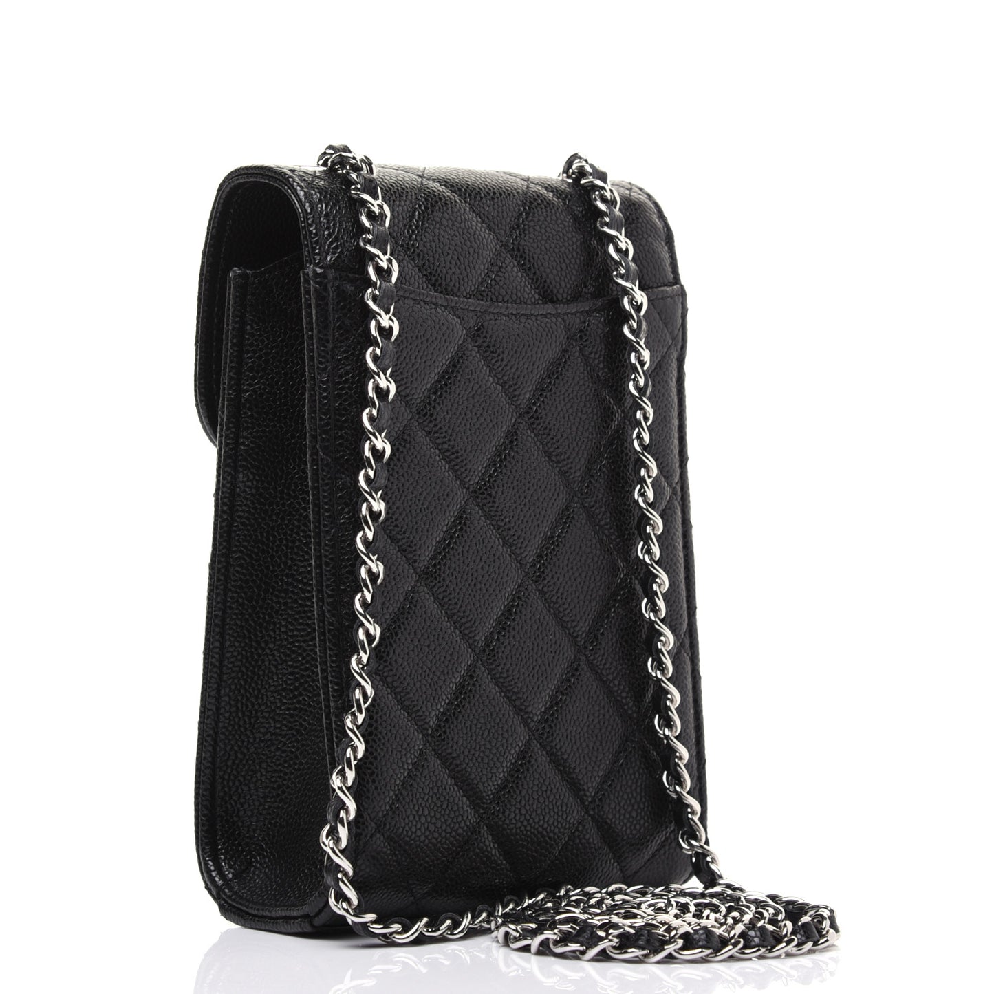 Caviar Quilted Classic Phone Holder Black