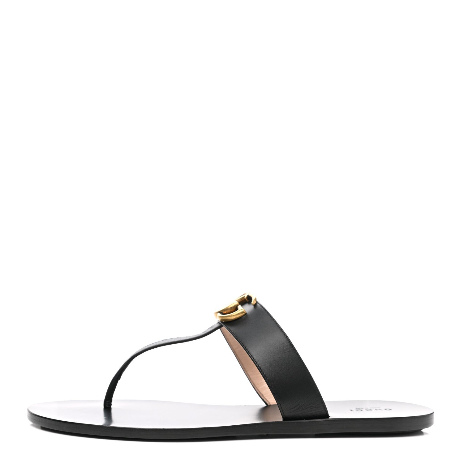 Gucci Calfskin GG Marmont Thong Sandals 42 Black 1 of 7