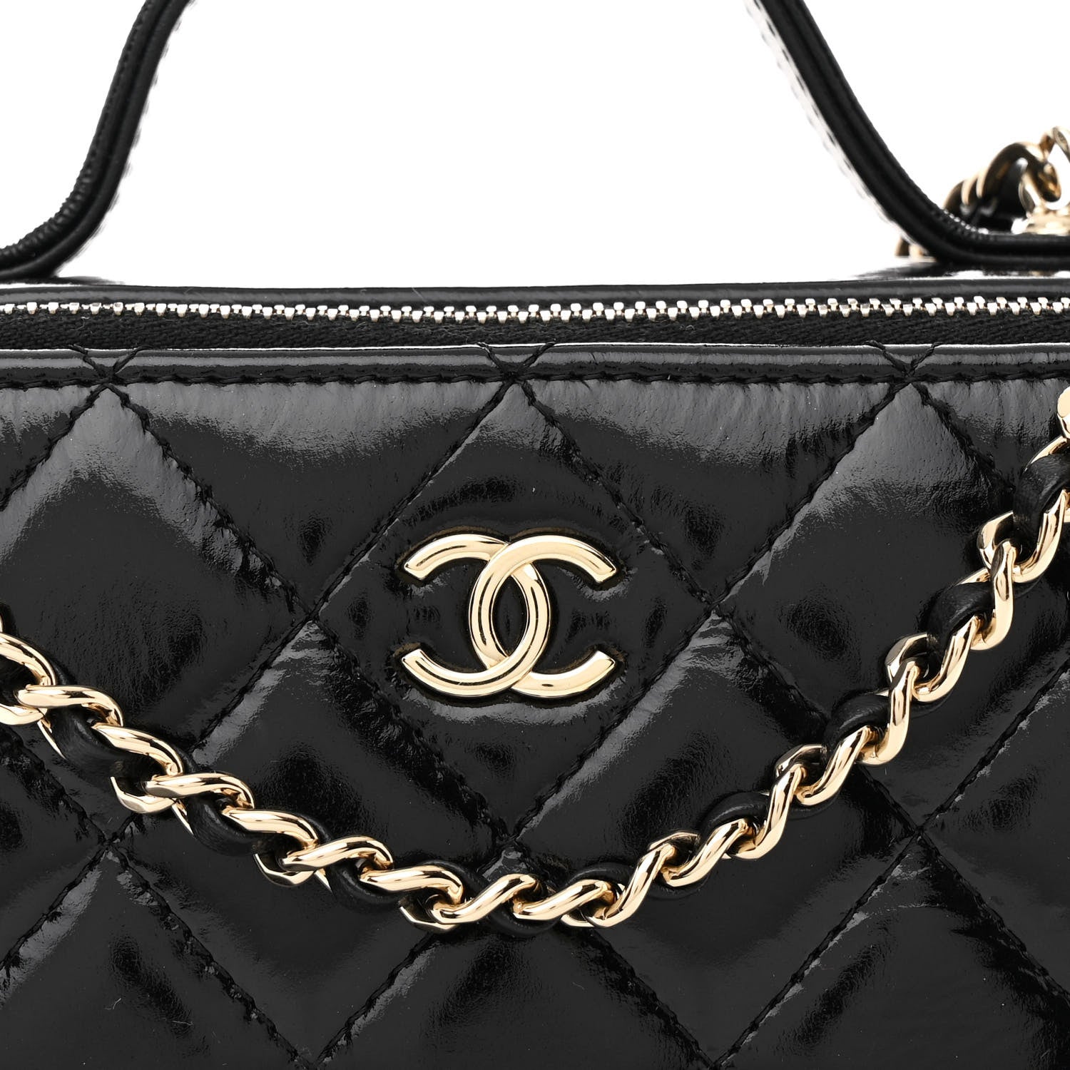 Chanel Shiny Lambskin Quilted CC Vanity Case Black 9 of 11