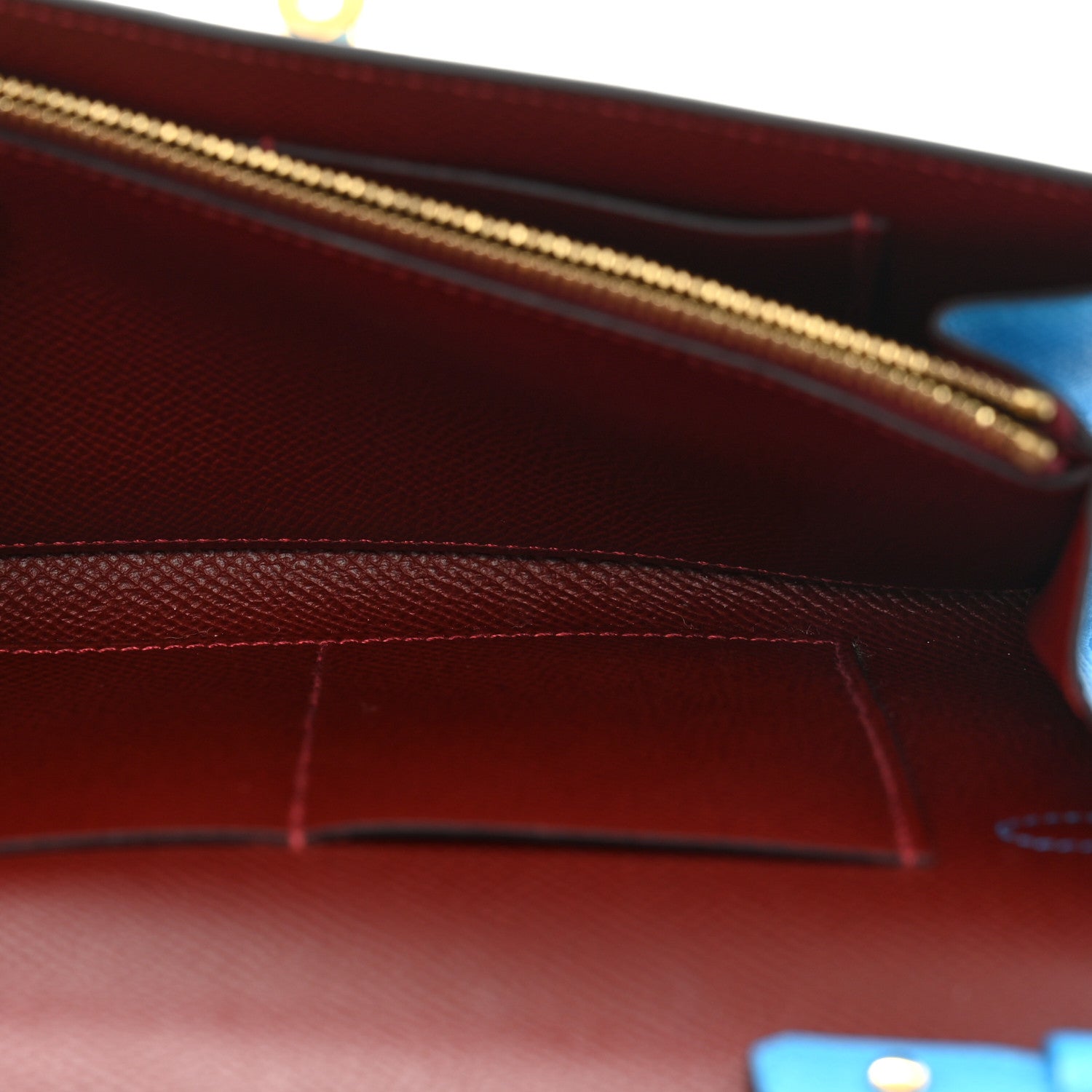 Hermes Epsom Verso Kelly Wallet To Go Bleu Frida Rouge H 6 of 13