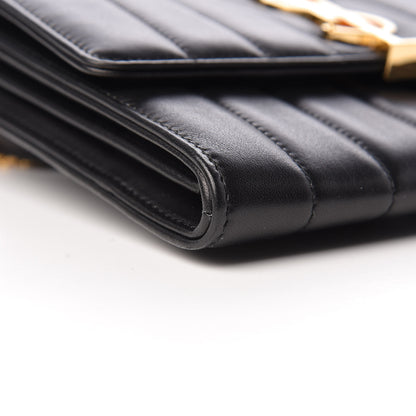 Saint Laurent Lambskin Matelasse Monogram Vicky Chain Wallet Black 8 of 10