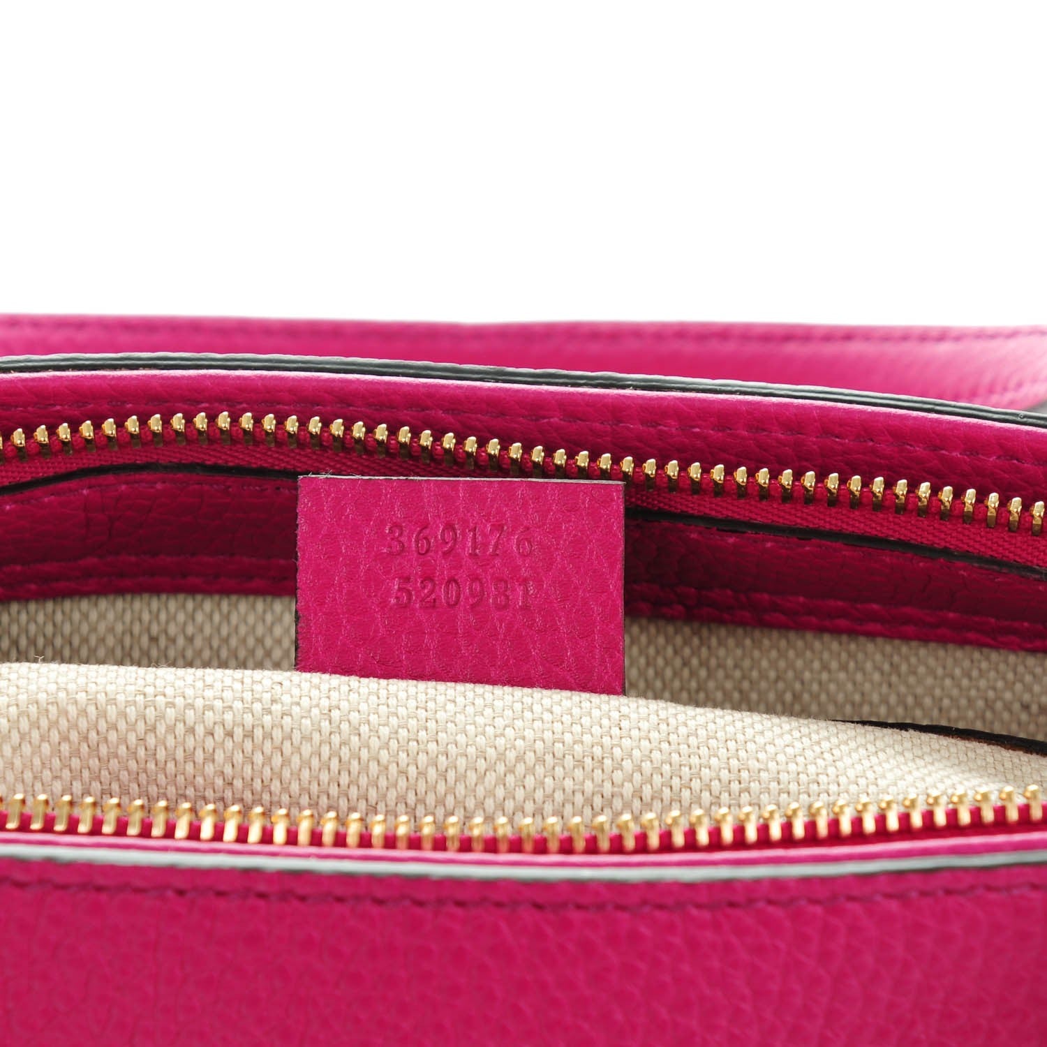 Gucci Pebbled Calfskin Small Soho Top Handle Bag Bright Bougainvillea 7 of 7