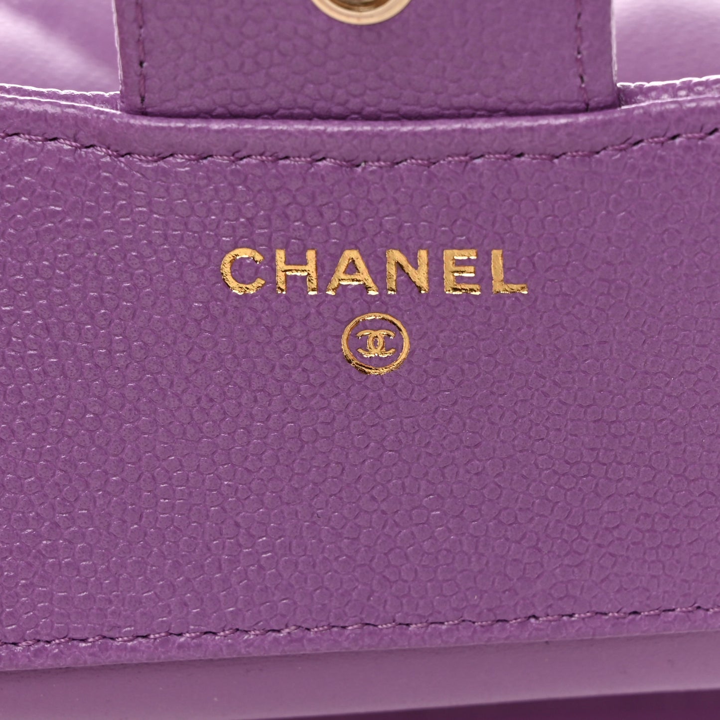Caviar Quilted Compact Flap Wallet Purple