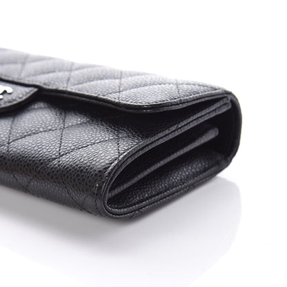 Chanel Caviar Quilted Large Gusset Flap Wallet Black 10 of 11