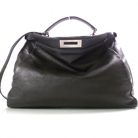 Goatskin Large Peekaboo Iconic Satchel Black