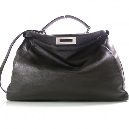 Fendi Goatskin Large Peekaboo Iconic Satchel Black 1 of 12