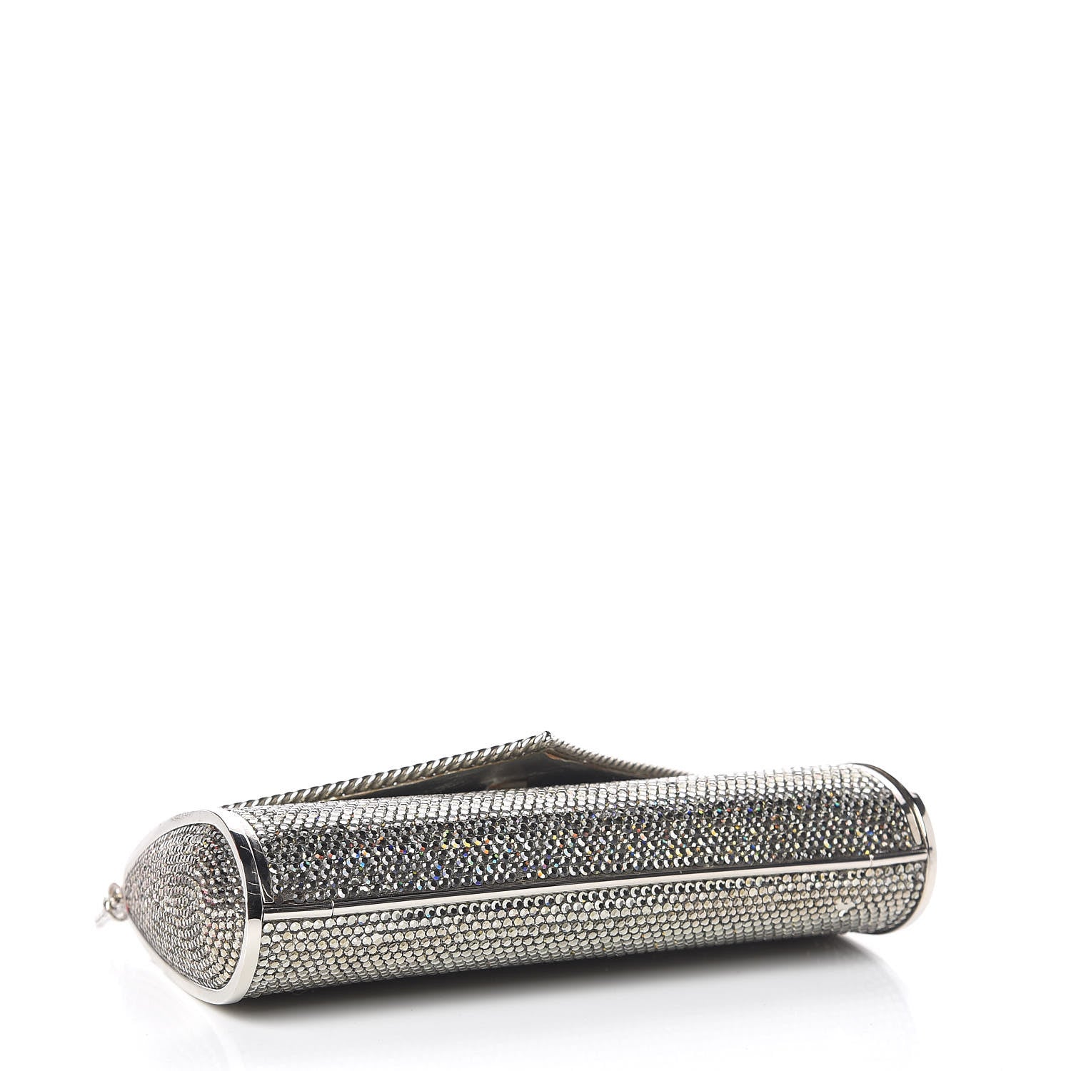 Judith Leiber Swarovski Crystal Minaudiere Clutch Silver 4 of 9