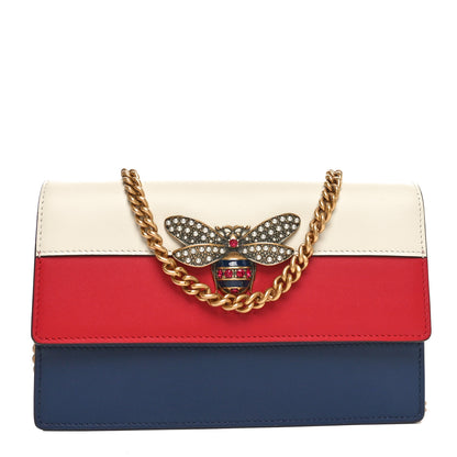 Gucci Calfskin Queen Margaret Chain Wallet Blue Agata Hibiscus Red Mystic White 1 of 9