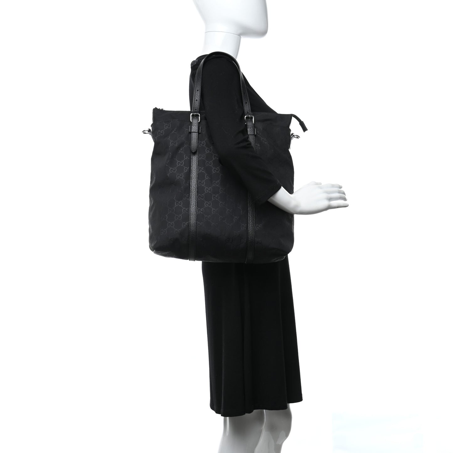 Nylon Monogram Medium Vertical Tote Black