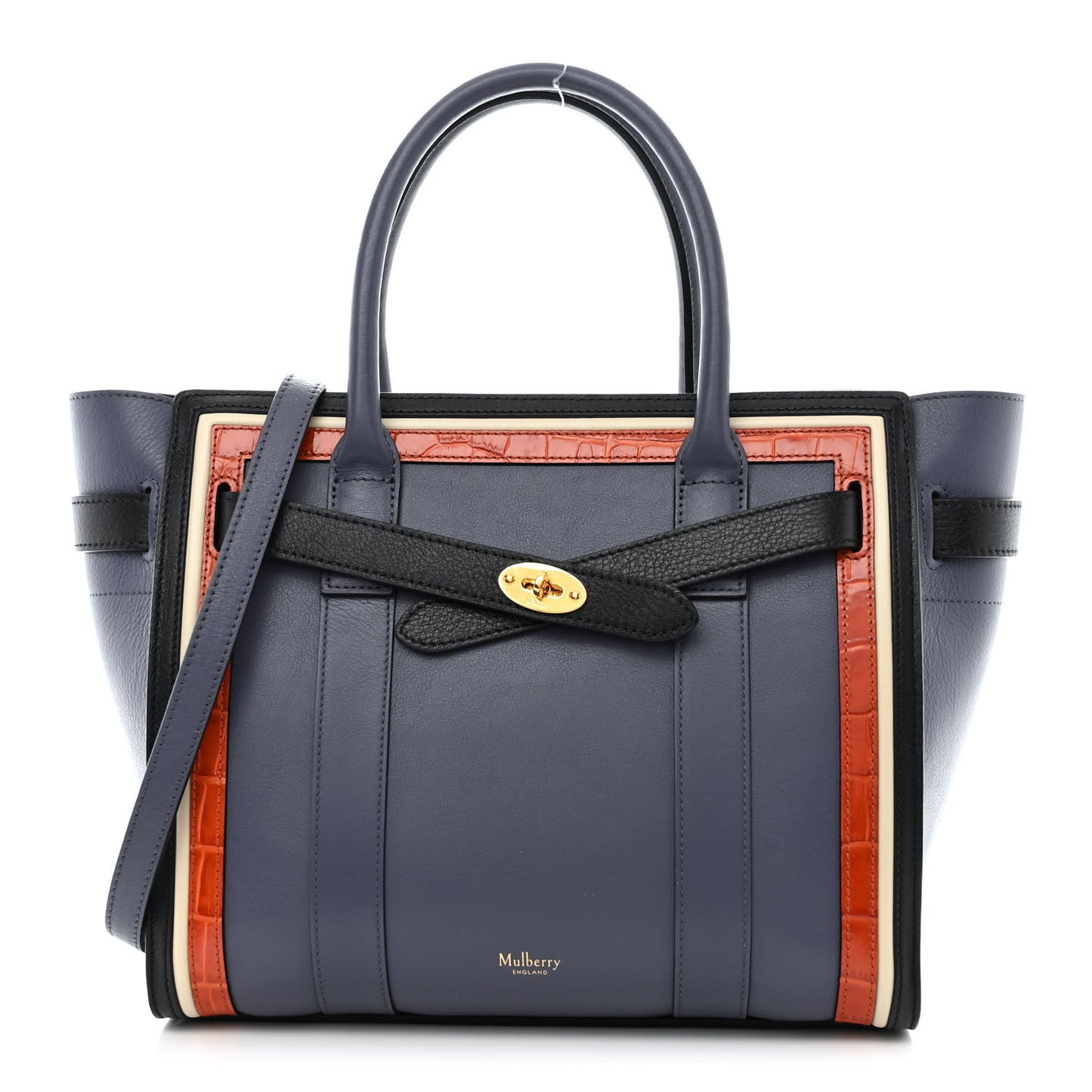 Crocodile Embossed Calfskin Small Zipped Bayswater Blue Multicolor