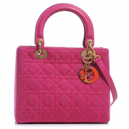 Christian Dior Tweed Cannage Medium Lady Dior Pink 1 of 10