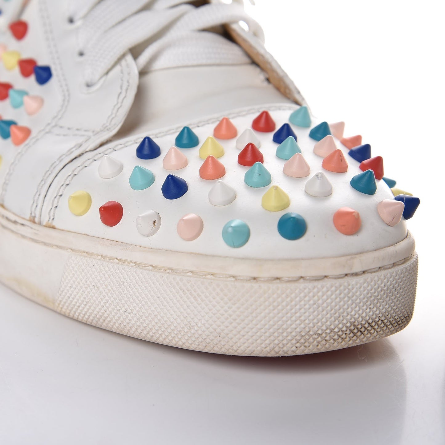 Calfskin Louis Spikes Flat Sneakers 40 White Multi