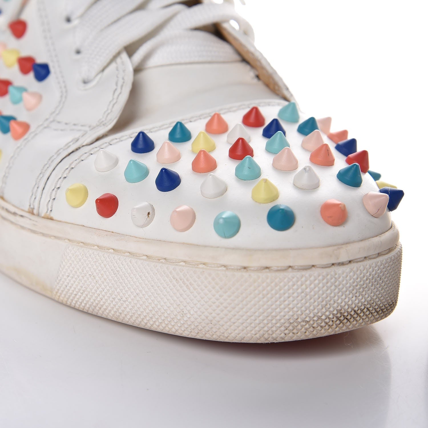Christian Louboutin Calfskin Louis Spikes Flat Sneakers 40 White Multi 21 of 26