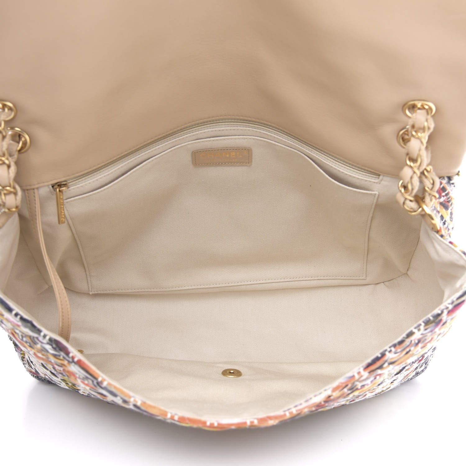 Chanel Tweed Quilted Cuba Single Flap Ecru Orange Lilac 5 of 10