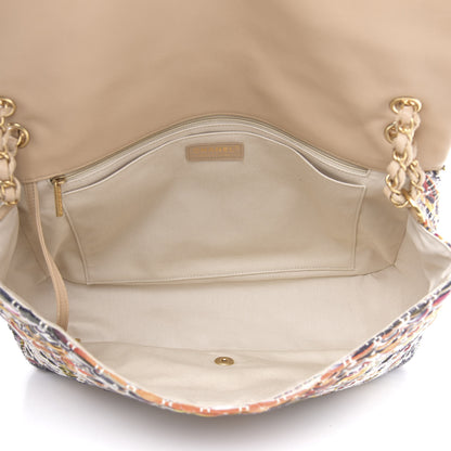 Chanel Tweed Quilted Cuba Single Flap Ecru Orange Lilac 5 of 10