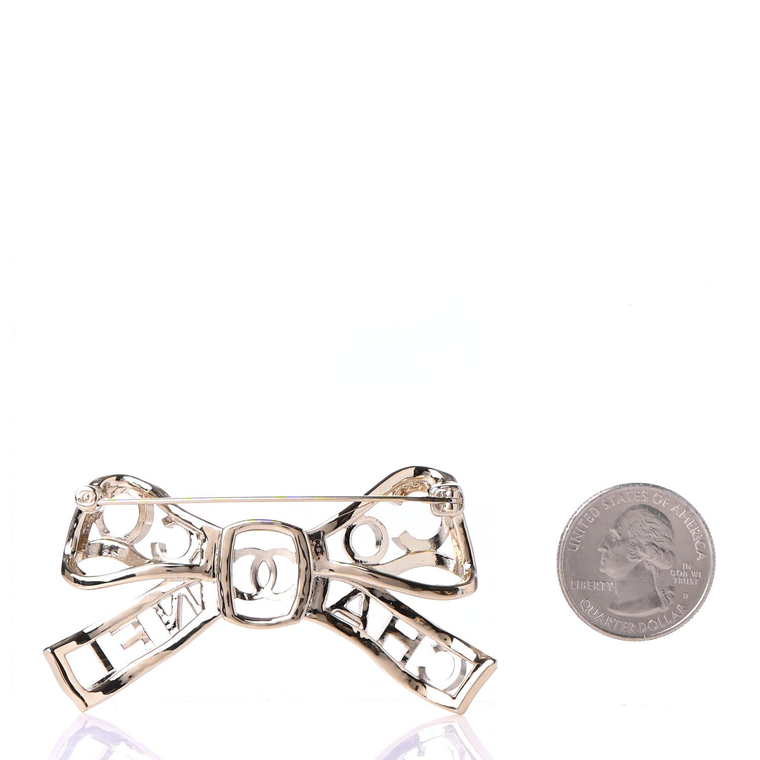 Chanel Metal Crystal Bow-tiful CC Brooch Gold 2 of 4