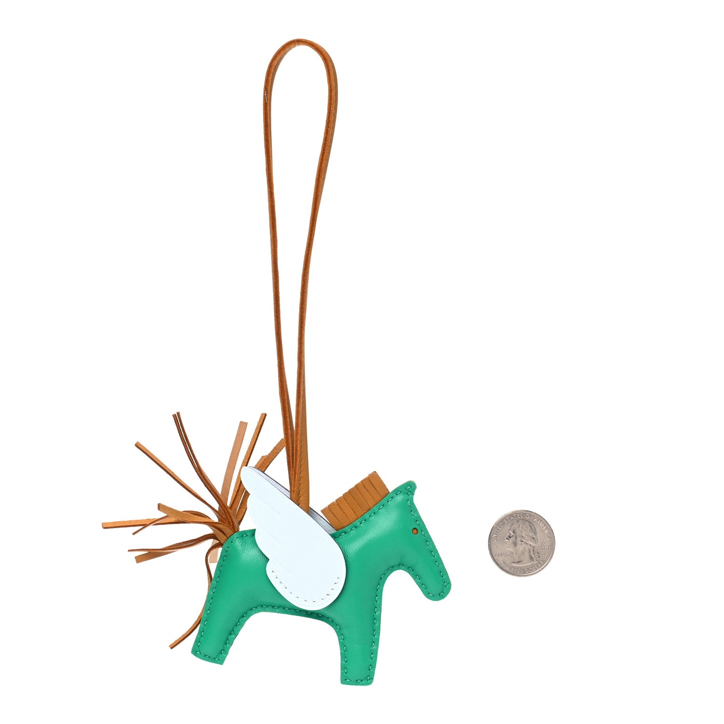 Milo Lambskin Grigri Rodeo Pegase Horse Bag Charm PM Menthe Sesame Bleu Brume