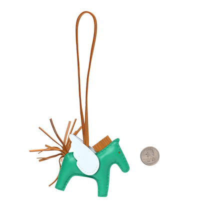 Hermes Milo Lambskin Grigri Rodeo Pegase Horse Bag Charm PM Menthe Sesame Bleu Brume 2 of 4