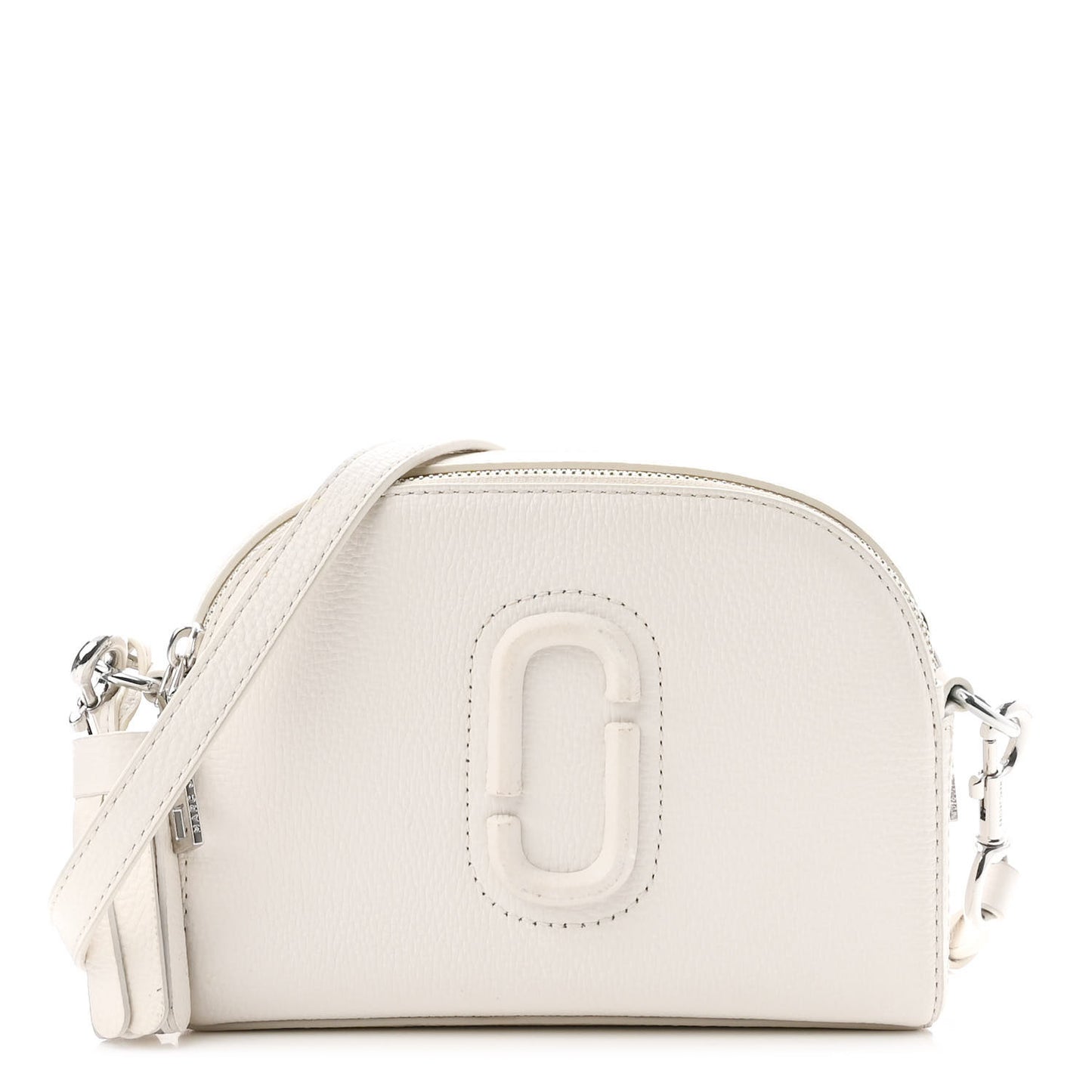 Calfskin Shutter Camera Crossbody Bag White