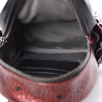 MCM Metallic Visetos Studded X-Mini Bebe Boo Backpack Scooter Red Black 5 of 12