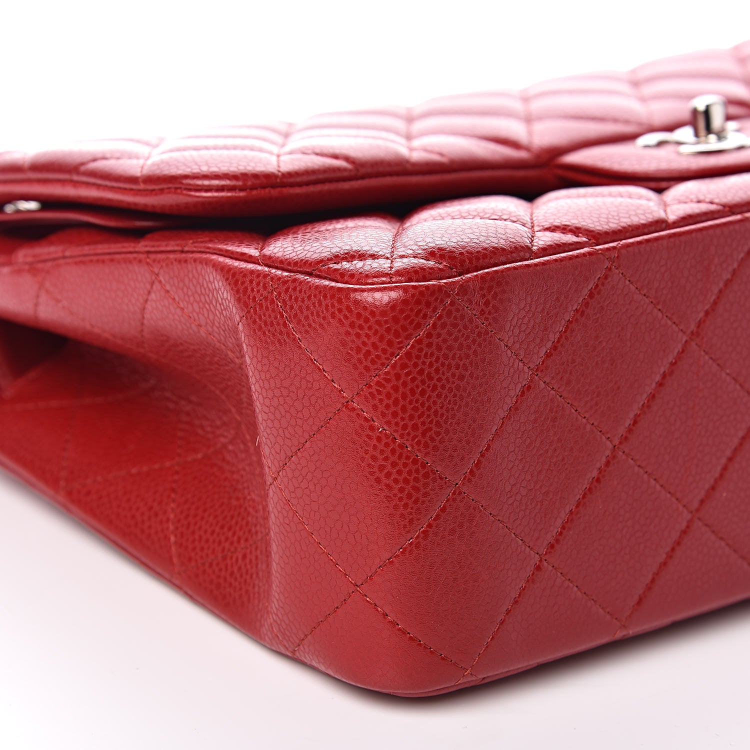Chanel Caviar Quilted Jumbo Double Flap Red 8 of 12
