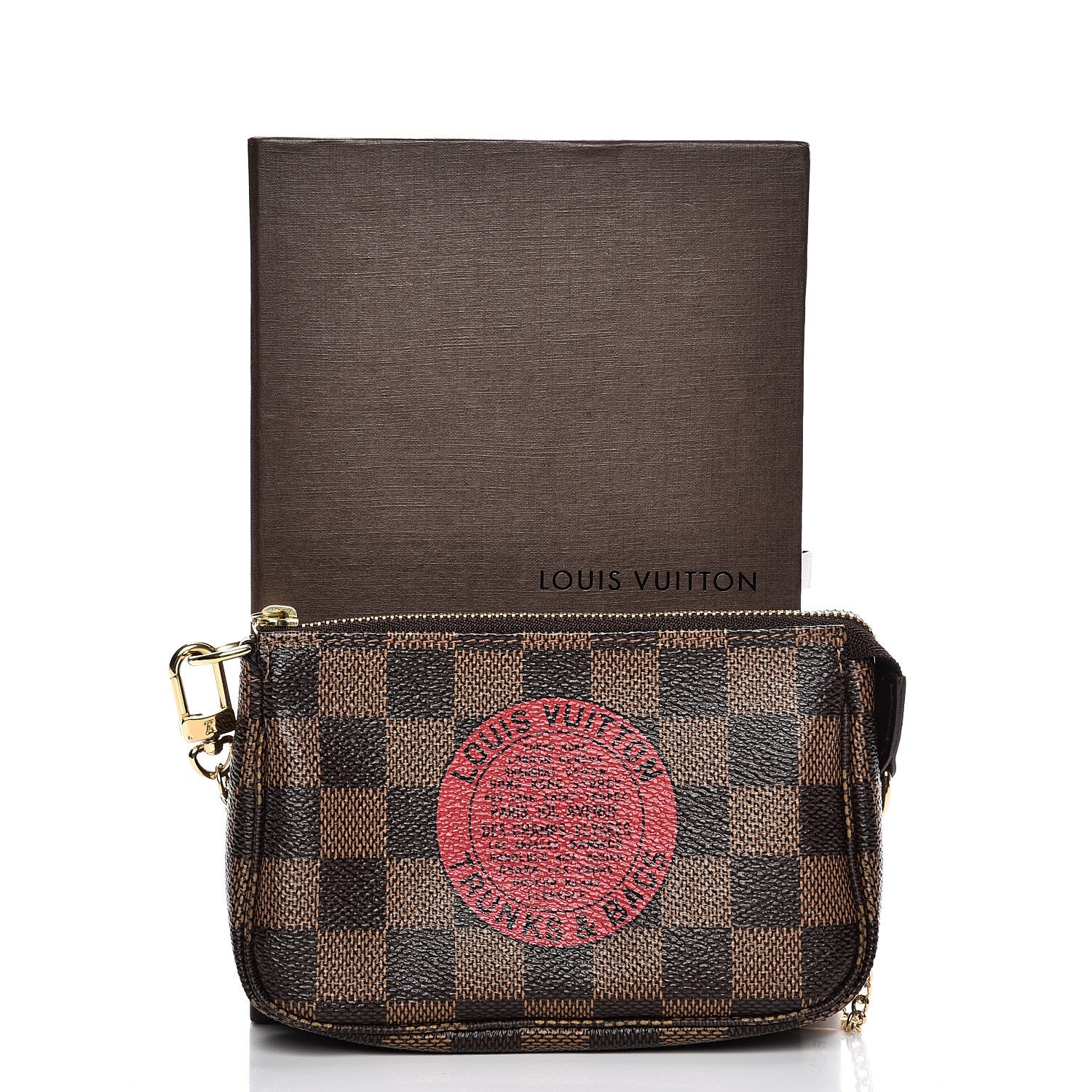 Louis Vuitton Damier Ebene Complice Trunks and Bags Mini Pochette Accessories Red 9 of 9