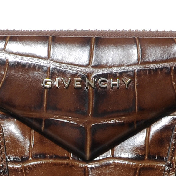 Calfskin Crocodile Embossed Medium Antigona Brown