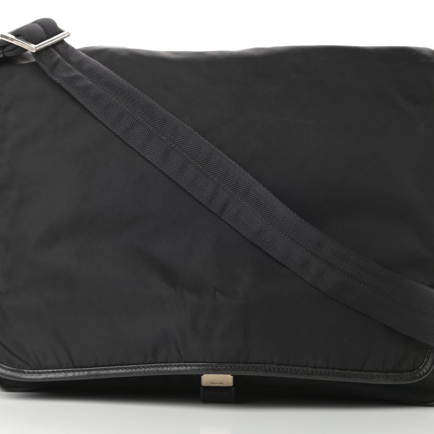 Prada Tessuto Nylon Saffiano Messenger Bag Black 8 of 13