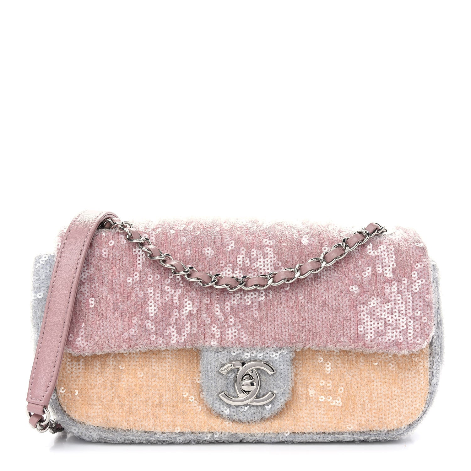 Chanel Sequin Mini Waterfall Flap Pink Blue Yellow 1 of 9