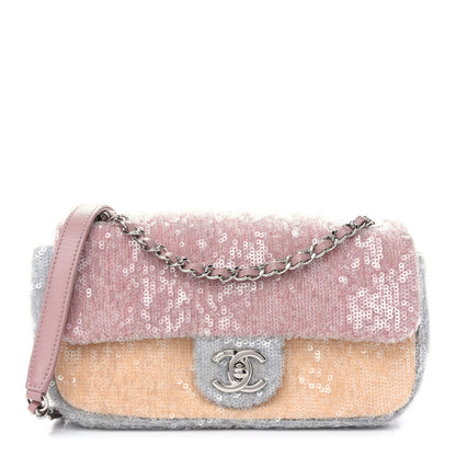 Chanel Sequin Mini Waterfall Flap Pink Blue Yellow 1 of 9