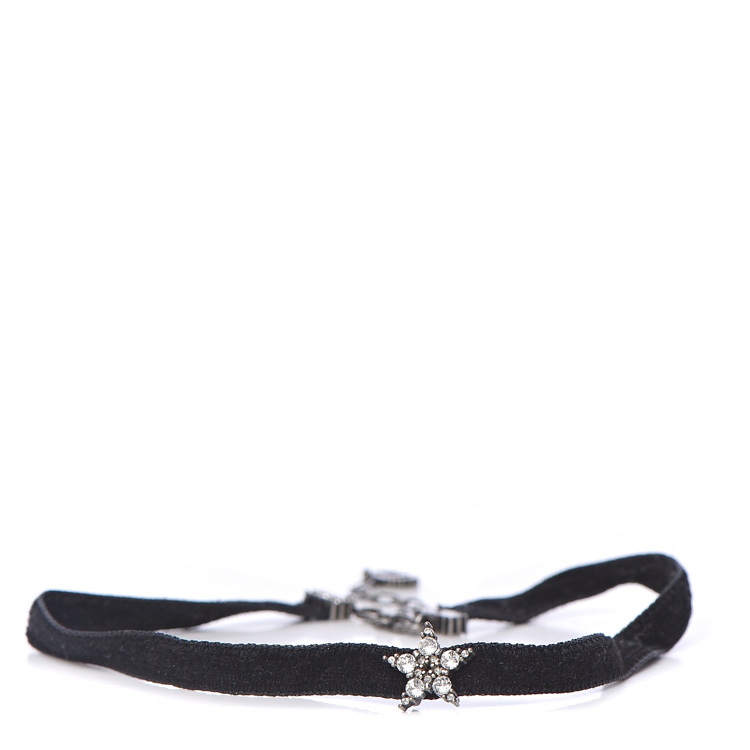 Christian Dior Velvet Crystal Star Choker Necklace Black 1 of 4