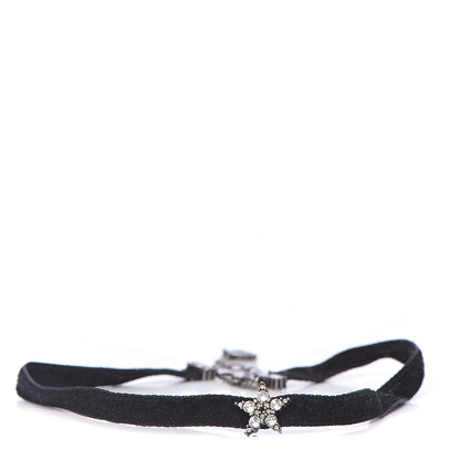 Christian Dior Velvet Crystal Star Choker Necklace Black 1 of 4