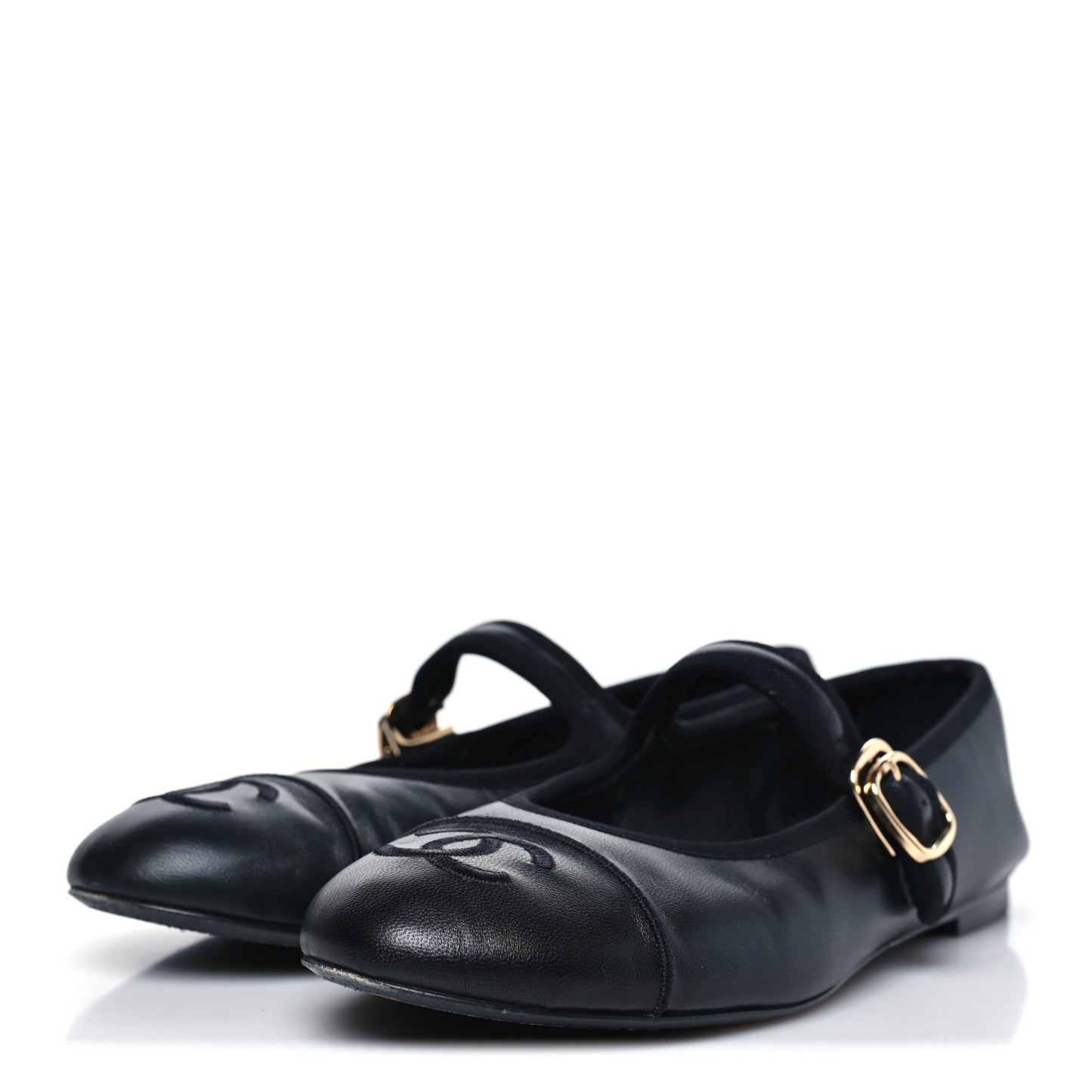 Lambskin Mary Jane Flats 39 Black