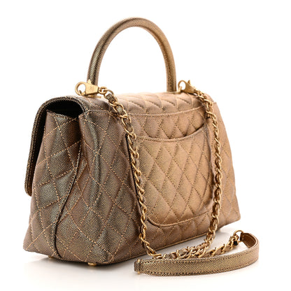 Chanel Metallic Caviar Quilted Small Coco Handle Flap Gold 3 of 11