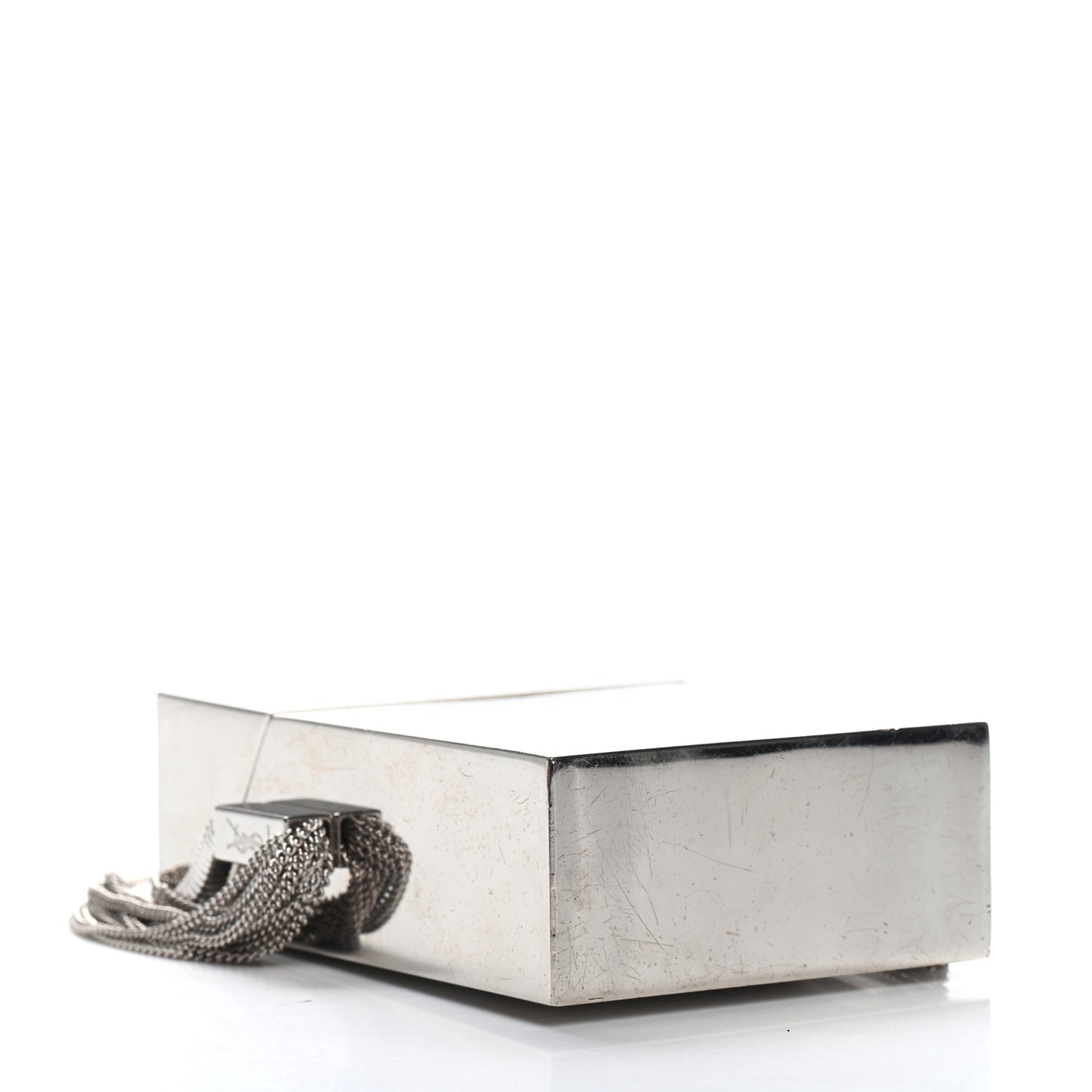 Metal Mirrored Mini Smoking Box Crossbody Bag Silver