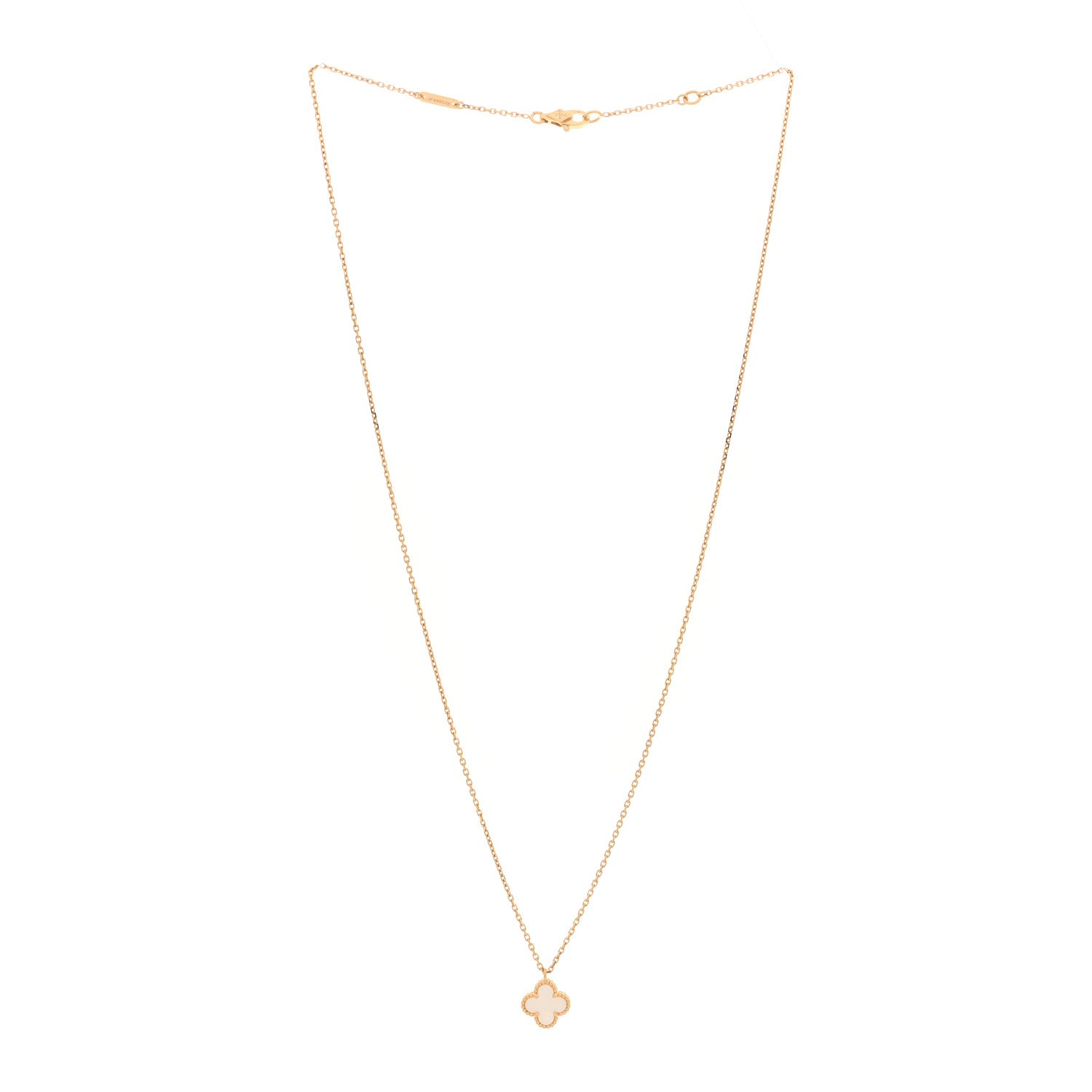 Van Cleef & Arpels 18K Yellow Gold Mother of Pearl Sweet Alhambra Pendant Necklace 3 of 5