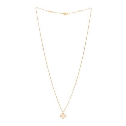Van Cleef & Arpels 18K Yellow Gold Mother of Pearl Sweet Alhambra Pendant Necklace 3 of 5