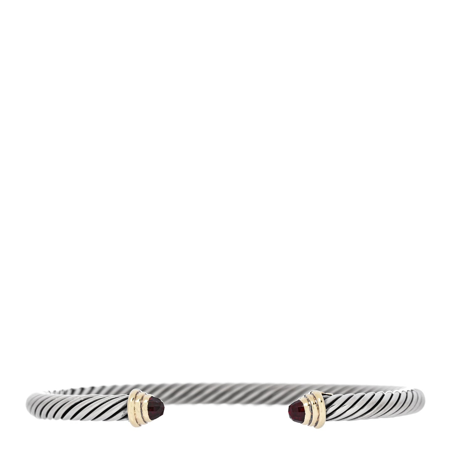 Sterling Silver 18K Yellow Gold Garnet 4mm Kids Birthstone Cable Bracelet