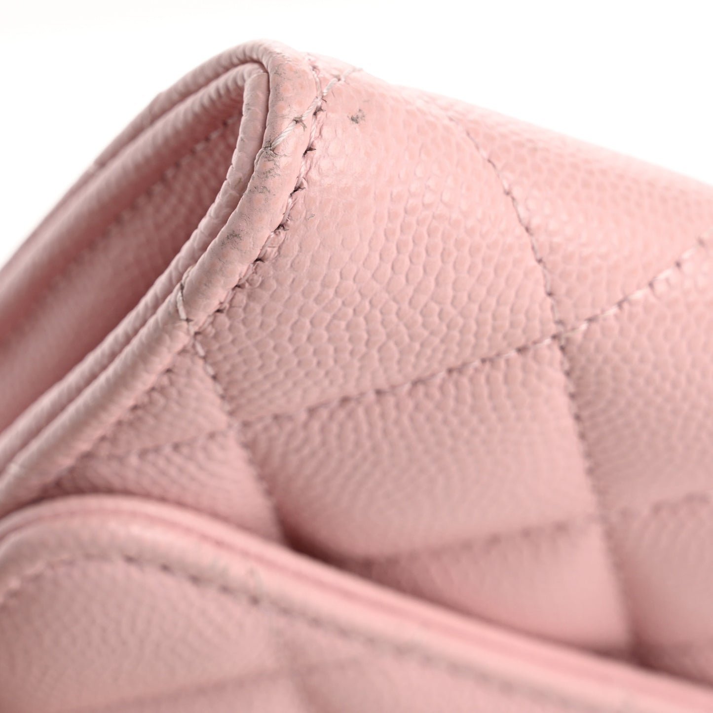 Caviar Quilted Large Gusset Flap Wallet Light Pink