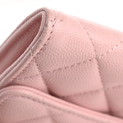 Chanel Caviar Quilted Large Gusset Flap Wallet Light Pink 10 of 11