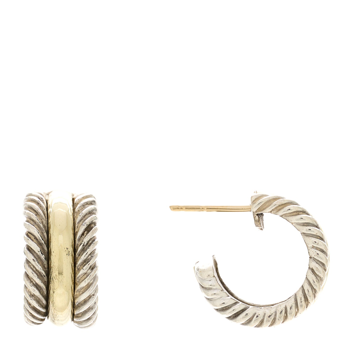 Sterling Silver 14K Yellow Gold 16mm Cable Classics Hoop Earrings