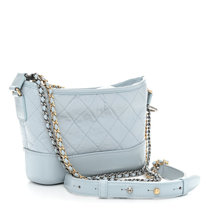Chanel Aged Calfskin Quilted Small Gabrielle Hobo Light Blue 3 of 10