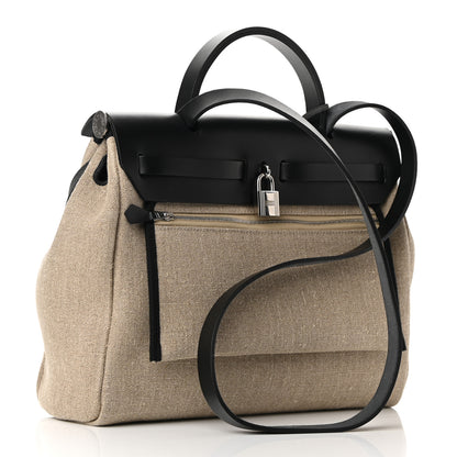 Hermes Military Toile Vache Hunter Herbag Zip Retourne 31 PM Ficelle Black 4 of 11